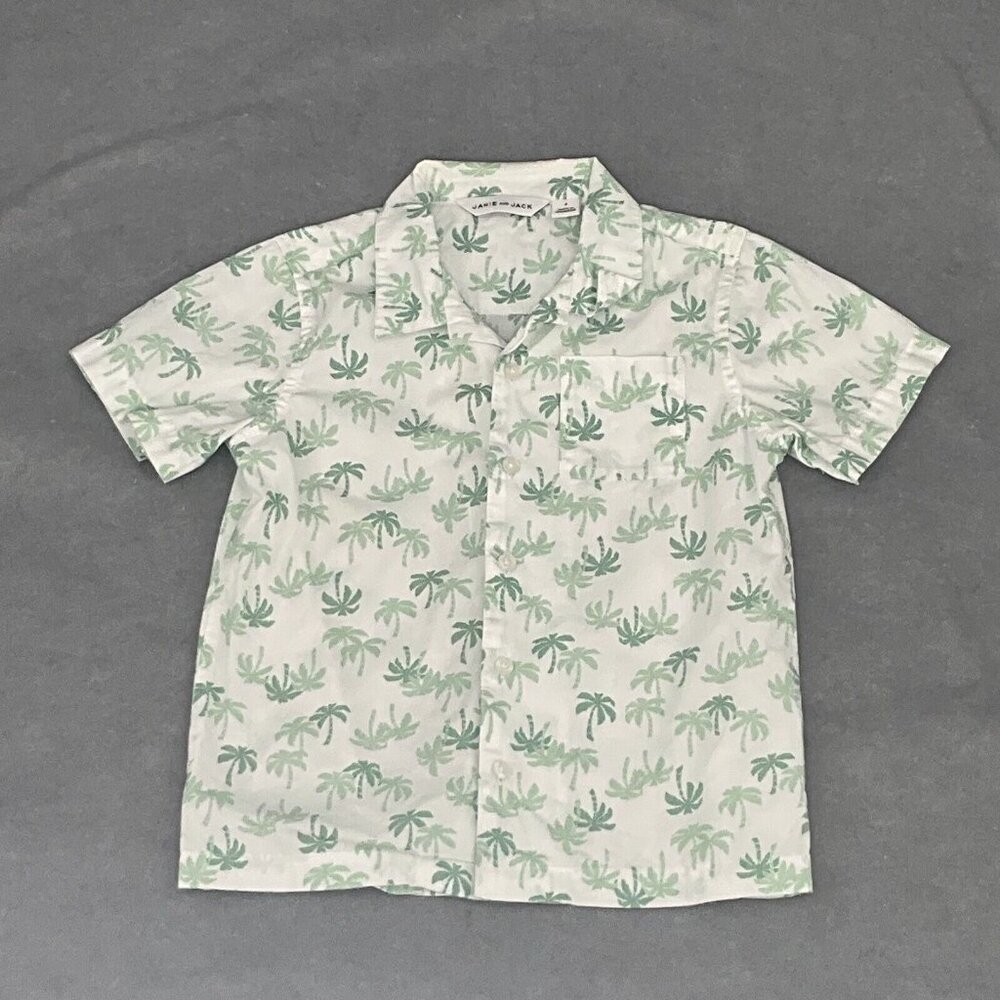Janie and Jack Green Palm Print Button Down Shirt